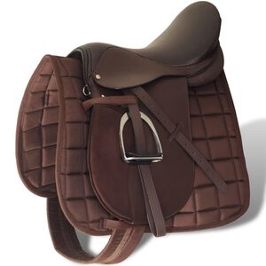 vidaXL Saddle | Brown | 100% Leather | 16 inch | Durable | Saddle | Other
