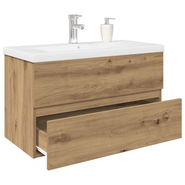 vidaXL Sink Cabinet with Built-in Basin and Faucet Artisan Oak