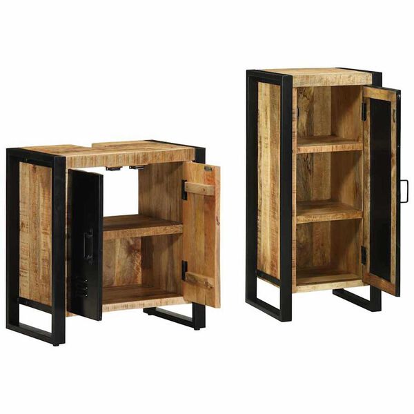 vidaXL Bathroom Furniture Set 2 pcs Brown and Black Solid Mango Wood