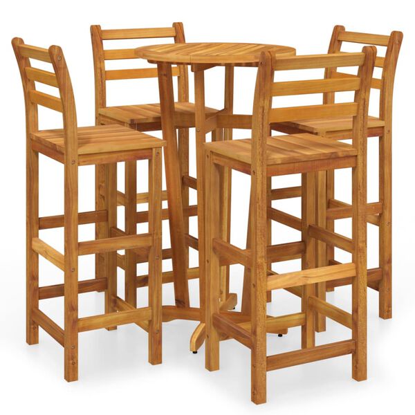 vidaXL 5 Piece Garden Bar Set Solid Wood Acacia