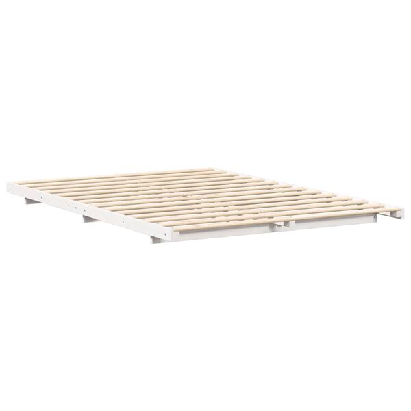 vidaXL Floor Bed Frame White 160 x 210 cm Solid pine wood