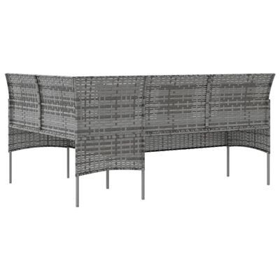 vidaXL L-shaped Couch Sofa with Cushions Poly Rattan Grey