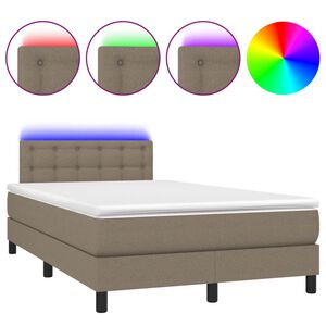 vidaXL Box Spring Bed with Mattress&LED Taupe 120x200cm Fabric