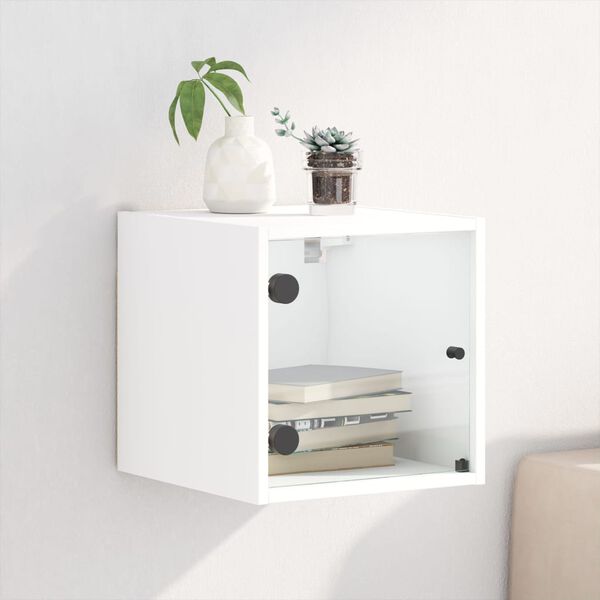 vidaXL Bedside Cabinet with Glass Door White 35x37x35 cm