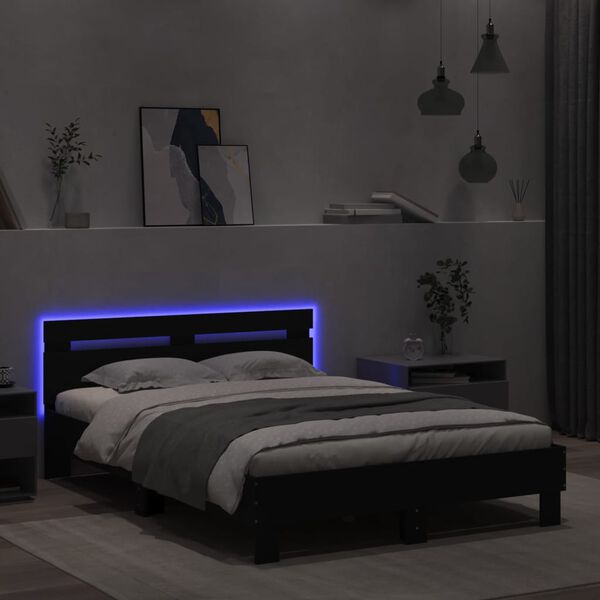 vidaXL Bed Frame with LED without Mattress Black 120x200 cm