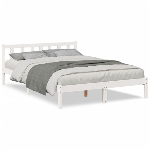 vidaXL Extra Long Bed Frame without Mattress White 140x210 cm Solid Wood Pine