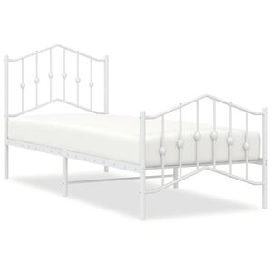 vidaXL Metal Bed Frame without Mattress with Footboard&nbsp;White 80x200cm