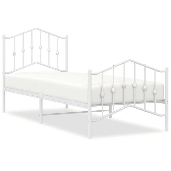 vidaXL Metal Bed Frame without Mattress with Footboard White 80x200cm