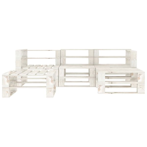 vidaXL 5 Piece Garden Pallets Lounge Set Wood White