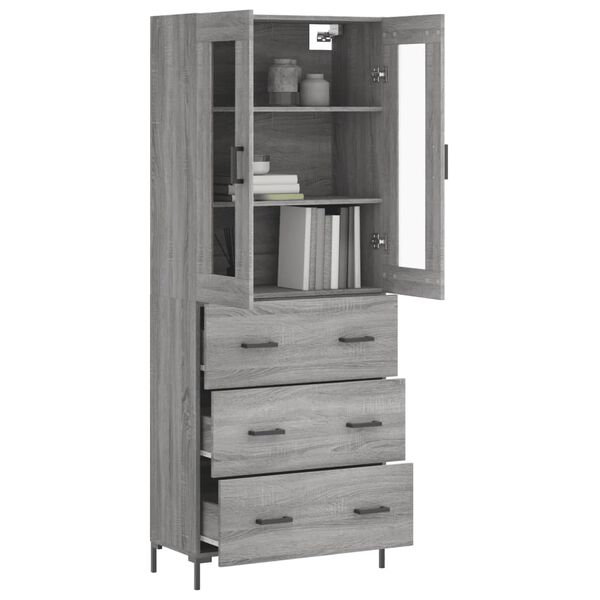 vidaXL Highboard Grey Sonoma 69.5x34x180 cm Engineered Wood