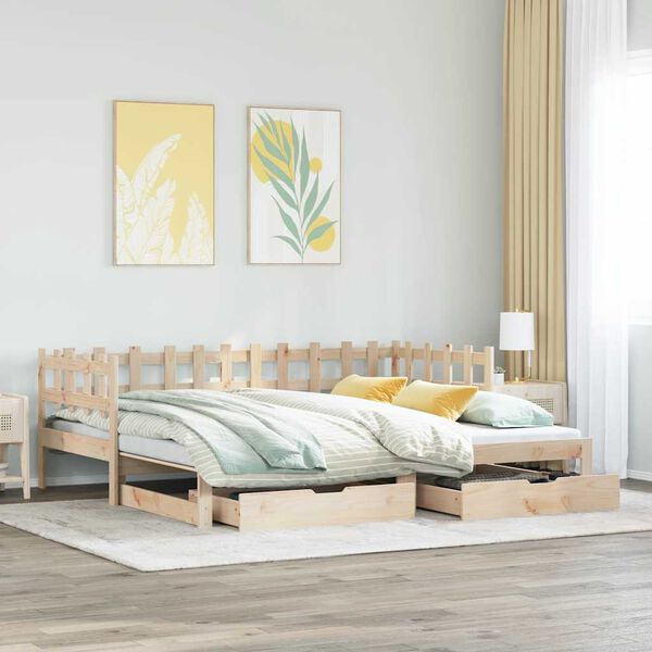 vidaXL Daybed with Trundle and Drawers without Mattress 90x190 cm Single