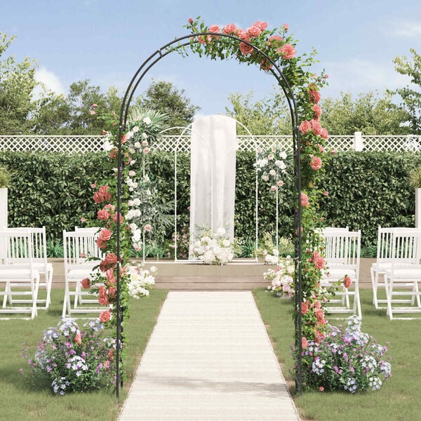 vidaXL Garden Arch Floral Black 115 x 37 x 231 cm