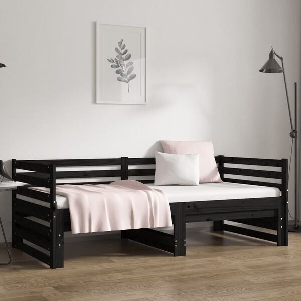 vidaXL Pull-out Day Bed without Mattress Black 2x(90x190)cm