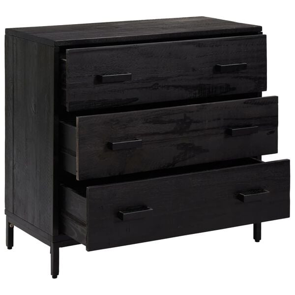 vidaXL Chest of Drawers Black 75x35x70 cm Solid Pinewood
