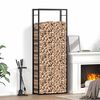 vidaXL Firewood Rack Matt Black 80x28x222 cm Steel