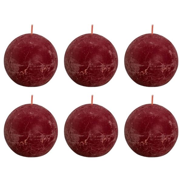 Bolsius Rustic Ball Candles Shine 6 pcs 76x71 mm Velvet Red