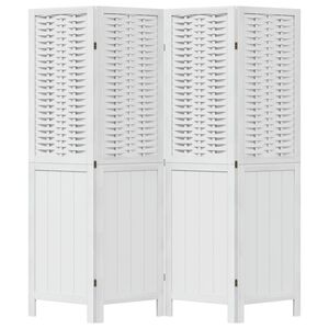 vidaXL Room Divider 4 Panels White Solid Wood Paulownia