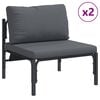 vidaXL Garden Sofa Set with Cushion 7 pcs Black Steel