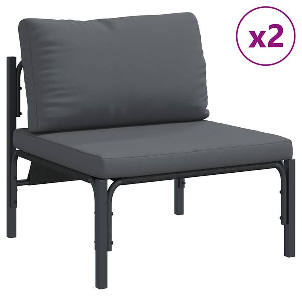 vidaXL Garden Sofa Set with Cushion 7 pcs Black Steel