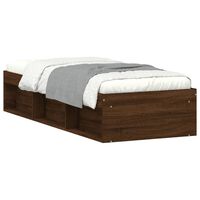 vidaXL Bed Frame Brown Oak 75x190 cm Small Single