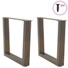 vidaXL Coffee Table Legs V-Shape 2 pcs Natural Steel 60x(42-43.3) cm Steel