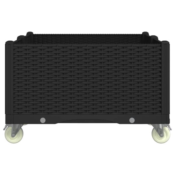 vidaXL Garden Planter with Wheels Black 100x80x54 cm PP