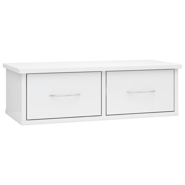 vidaXL Wall-mounted Drawer Shelf High Gloss White 60x26x18.5 cm Engineered Wood