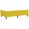 vidaXL Corner Bed Frame with Headboard Yellow 90 cm x 200 cm Velvet