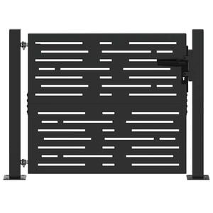 vidaXL Garden Gate with Lock Black 110 x 105 cm Powder-Coated Steel