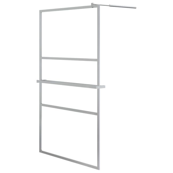 vidaXL Walk-in Shower Wall with Shelf Chrome 115x195 cm ESG Glass&Aluminium