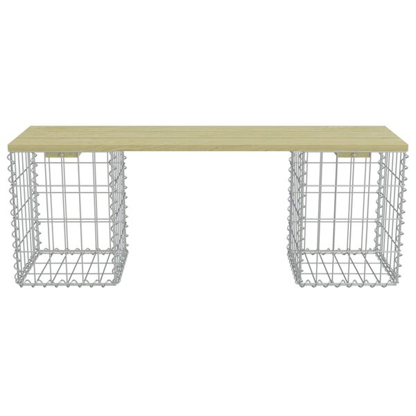vidaXL Gabion Bench 120 cm Galvanised Steel and Pinewood