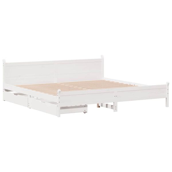 vidaXL Bed Frame without Mattress White 180x200 cm Super King Solid Wood Pine