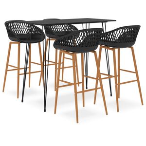 vidaXL Bar Set | Black | MDF | Medium | Modern | Bar Set | Rectangular