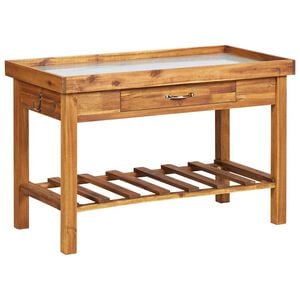 vidaXL Planting Table | Brown | Solid acacia wood with zinc | Medium