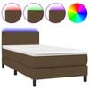 vidaXL Box Spring Bed with Mattress&LED Dark Brown 90x190cm Fabric