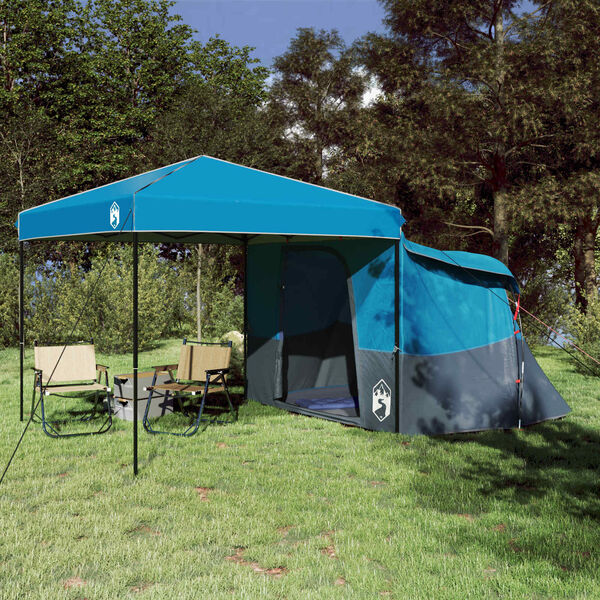 vidaXL Camping Tent Set Folding 2 pcs Blue Taffeta and Fabric
