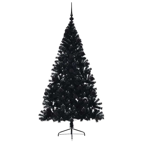 vidaXL Artificial Pre-lit Christmas Tree Black 210 cm PVC