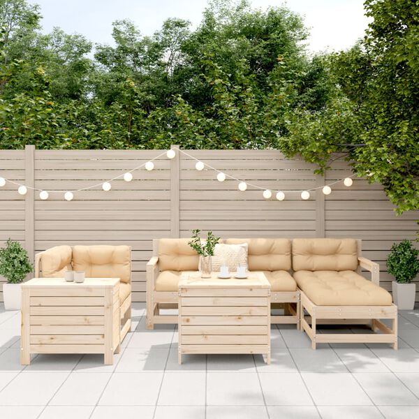 vidaXL 7 Piece Garden Sofa Set Solid Wood Pine