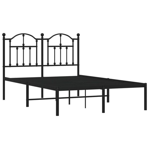 vidaXL Metal Bed Frame without Mattress with Headboard Black 120x200cm