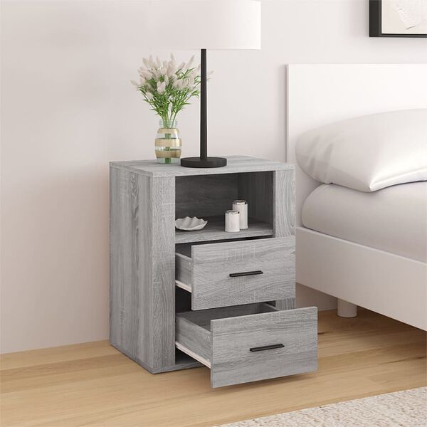 vidaXL Bedside Cabinet Grey Sonoma 50x36x60 cm Engineered Wood