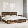 vidaXL Bed Frame with Headboard Smoked Oak 200 x 200 cm Engineer Wood