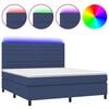 vidaXL Box Spring Bed with Mattress&LED Blue 180x200 cm Fabric