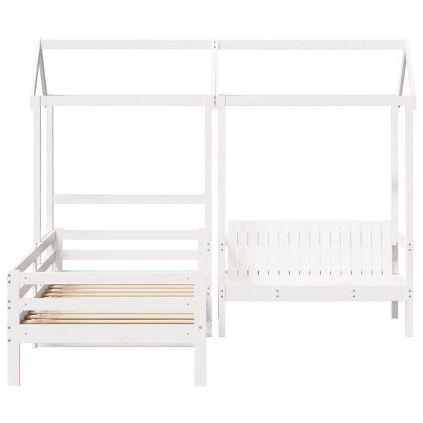 vidaXL Day Bed and Bench Set with Roof without Mattress White 90x190 cm Single