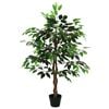 vidaXL Artificial Ficus Plant Green 90 x 16 x 110 cm Fabric and Wood