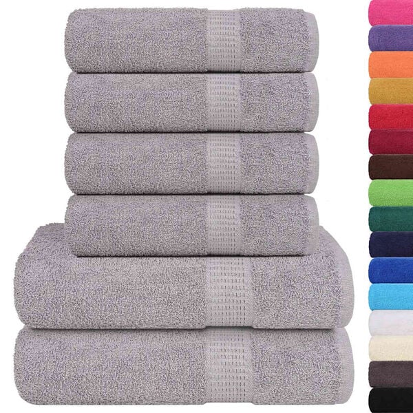 vidaXL 6 Piece Towel Set "FROGN" Grey 100% Cotton