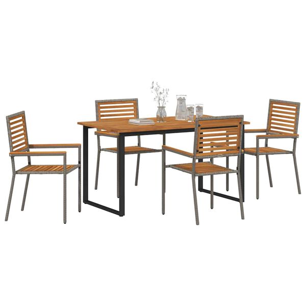 vidaXL Garden Dining Set 5 pcs Grey Solid Acacia Wood