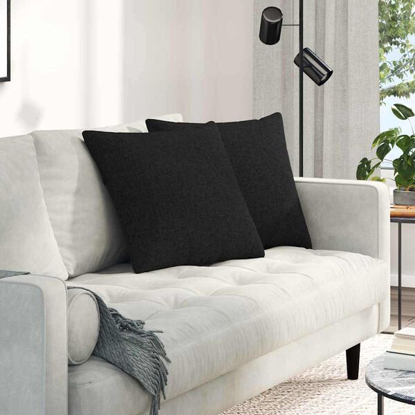 vidaXL Sofa Pillows 2 pcs Black 50 x 50 cm Fabric