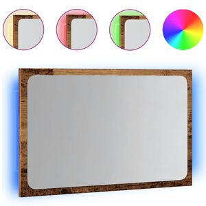 vidaXL Bathroom Mirror with LED Light Old Wood 60x8.5x38 cm