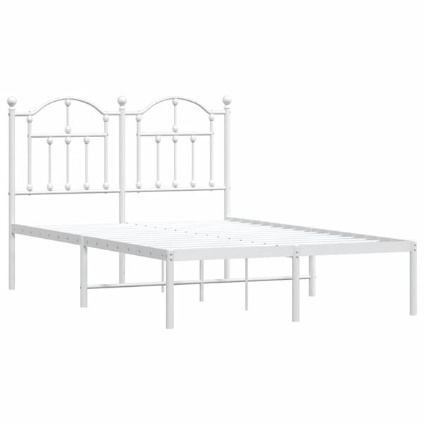 vidaXL Metal Bed Frame without Mattress with Headboard White 120x190cm
