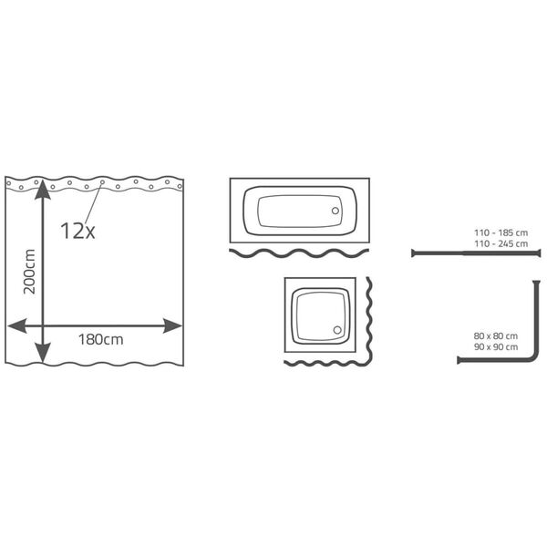 RIDDER Shower Curtain Swallow 180x200 cm